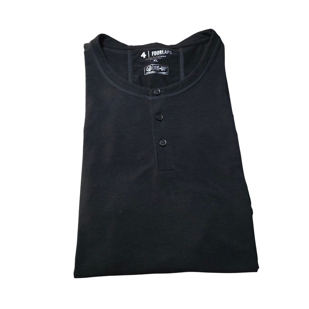 Fourlaps Mens Radius Re-Up Short Sleeve Henley Black XL - Picture 3 of 10